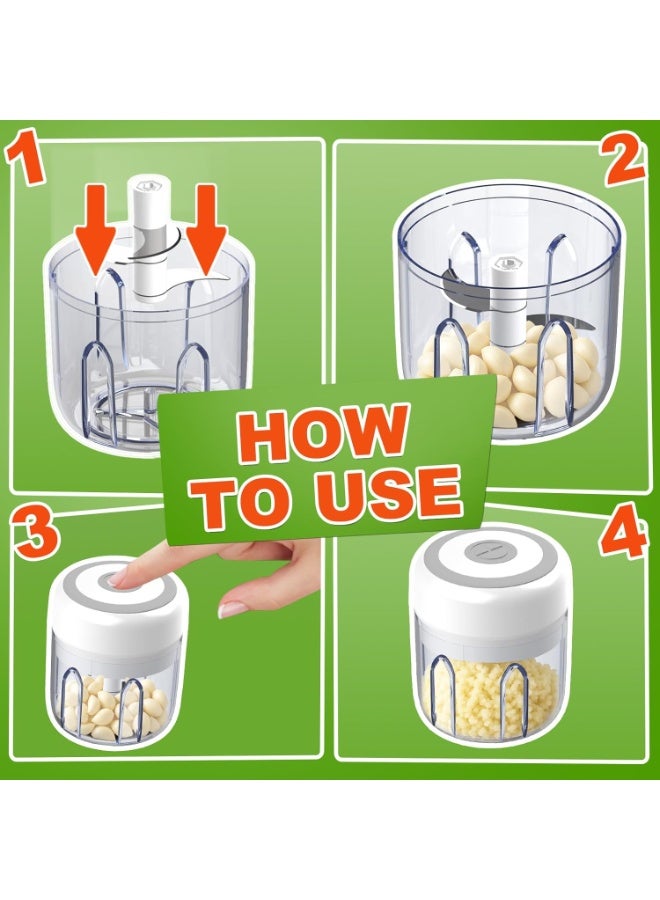 Electric Mini Food Processor, Vegetable & Garlic Chopper, Portable Onion Dicer for Meat, Baby Food, Nuts & Veggies, Small Blender for Kitchen - Image 3
